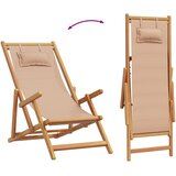  Sklopiva stolica za plažu smeđesiva drvo eukaliptusa i tkanina | shoptok.hr