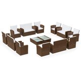 The Living Store Vrtna sedežna garnitura 16-delna z blazinami poli ratan rjava - Vrtna Sedežna Garnitura, (21460070) | Shoptok.si