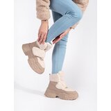SEASTAR Beige snow boots on a platform with lamb fur Cene