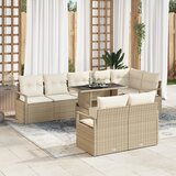 vidaXL 9-delni set vrtne sedežne garniture z blazinami Bež poli ratan | Shoptok.si