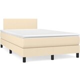 vidaXL Box spring postelja z vzmetnico krem 120x190 cm blago Cene