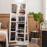 SUPERHOME Okretno ogledalo sa ormarićem za nakit i pribor Bela | Eponuda.com