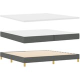 vidaXL Krevet s oprugama s madracem Tamno siva 200x200 cm Tkanina, Uzglavlje Linijskog dizajna Tamno sivo 200 cm Tkanina | shoptok.hr