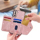 INORCO Zadnja lupina za Samsung Galaxy S21 4G/5G Trikotno držalo za kartice, stojalo za telefon iz PU usnja+TPU, (22036280) | Shoptok.si