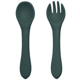 Petite&Mars Silikonska žlička in vilica 6 m+ Take&Match, Misty Green | Shoptok.si