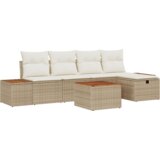 vidaXL 6 delni set vrtne garniture s blazinami, bež poli ratan | Shoptok.si