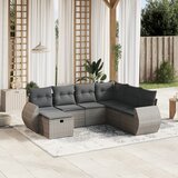 Maison Chic Seti vrtnega pohištva - Vrtna garnitura - Vrtni pohištvo set 7-delna z blazinami siv poli ratan, (21802628) | Shoptok.si