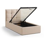Micadoni Svjetlo smeđi tapecirani krevet s prostorom za odlaganje s podnicom 90x200 cm Phaedra – | shoptok.hr