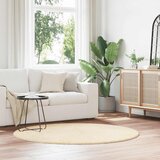 vidaXL Košata preproga krem 160x160 cm poliester | Shoptok.si