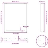  Noge za blagovaonski stol U-oblik 2 kom antracit 60 x (72-73) cm čelik | shoptok.hr