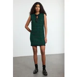 Trendyol Green Textured Mini Tweed Look Knit Dress