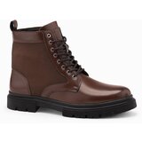 Ombre Men's eco leather shoes with insulated high upper - black Cene