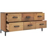vidaXL Klop za shranjevanje rjava 110x30x45 cm trdna recik. borovina | Shoptok.si