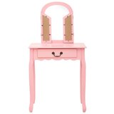  Toaletni stolić sa stolcem rozi 65x36x128 cm paulovnija i MDF | shoptok.hr