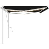 vidaXL tenda na ručno uvlačenje s LED svjetlima 5 x 3 m antracit | shoptok.hr