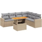 The Living Store Vrtna sedežna garnitura 7-delna z blazinami bež poli ratan - Vrtna Sedežna Garniture, (21460424) | Shoptok.si