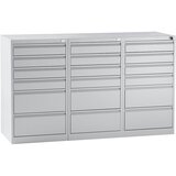 eurokraft basic Predalnik, jeklen, VxŠxG 900 x 1500 x 500 mm, 18 predalov, barva predalov svetlo siva | Shoptok.si