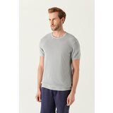 Avva Men's Gray Crew Neck Textured Ribbed Standard Fit Regular Fit Knitwear T-shirt Cene