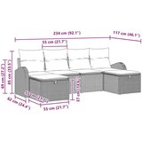 vidaXL Vrtni kavčni set s 6 elementi z blazinami, svetlo sivi poli ratan | Shoptok.si