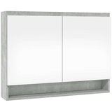 vidaXL kupaonski ormarić s ogledalom 80x15x60 cm MDF siva boja betona | shoptok.hr