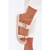 Boto Women's sandals with straps and gold buckles light beige Selana | Shoptok.si