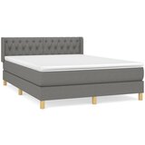 vidaXL Box spring postelja z vzmetnico temno siva 140x200 cm blago, (20725695) Cene