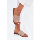 EVENTO Ladies Leather Smooth Slippers Beige Cerise | shoptok.hr