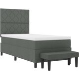 vidaXL Postelja s škatlo z ležiščem in klopjo temno siva 100x200 cm tkanina | Shoptok.si