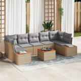 vidaXL 8 Dijelni Set Vrtne Sofe s Jastučićima Bež Poli Ratan Akacija | shoptok.hr