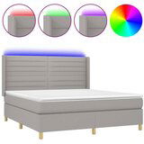  The Living Store Box spring postelja z vzmetnico LED sv. siva 160x200 cm blago - Box Spring Postelja, (21450273) | Shoptok.si