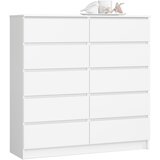 AKORD Komoda, 10 Predalov, Bela, (5000332121) | Shoptok.si
