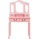 vidaXL Mizica za ličenje s stolčkom roza 80x69x141 cm les pavlovnije | Shoptok.si