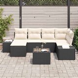  Sjedeća garnitura za vrt 7 pcs Crna i krem Poli ratan | shoptok.hr
