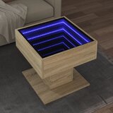 vidaXL Klubska mizica LED sonoma hrast 50x50x45 cm inženirski les Cene