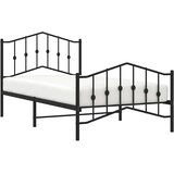 Metalni okvir kreveta s uzglavljem i podnožjem crni 100x190 cm | Shoptok.si