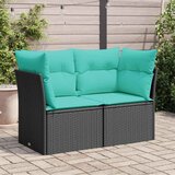  Vrtna sofa s jastucima za 2 osobe, crna, poliratan | shoptok.hr
