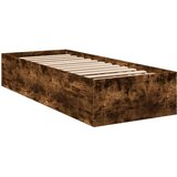 vidaXL Posteljni okvir dimljeni hrast 100x200 cm inženirski les | Shoptok.si
