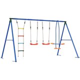  Set vanjskih ljuljački Šareni Čelik i PE - Crvena 2x ljuljačka + ljestve + klizač | shoptok.hr
