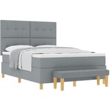 vidaXL Okvir kreveta s madracem i klupicom svijetlosiva 140x190 cm tkanina Cijene