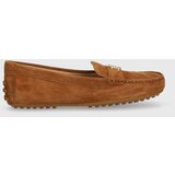 Polo Ralph Lauren Mokasinke od brušene kože Barnsbury za žene, boja: smeđa, ravni potplat, 802821629017 | shoptok.hr