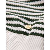 Ombre Men's knitted t-shirt with navy stripes and openwork weave - olive and white | shoptok.hr