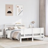 Maison Chic Posteljni okvir - Dvoposteljna postelja - Zakonska postelja z vzglavjem brez vzmetnice bel 140x200 cm, (21693769) | Shoptok.si