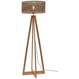Good&Mojo Črna/naravna stoječa svetilka z bambusovim senčnikom (višina 145 cm) Java –