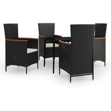  Vrtna garnitura - 4-dijelni vrtni blagovaonski set s jastucima crni Crna i smeđa Dužina stola 80 cm 4 | shoptok.hr