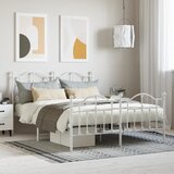 Maison Chic Kovinski Posteljni okvir - Dvoposteljna postelja - Zakonska postelja z vzglavjem in vznožjem bel 140x190 cm, (21696940) | Shoptok.si