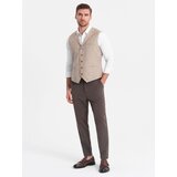 Ombre Men's chino pants with elastic waistband - chocolate Cene