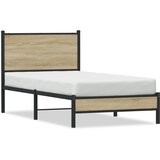 vidaXL Kovinski posteljni okvir z vzglavjem sonoma hrast 90x200 cm Cene