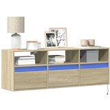 vidaXL Stenska TV omarica z LED lučkami sonoma hrast 130x31x45 cm | Shoptok.si