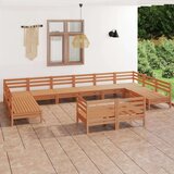  Vrtna sedežna garnitura 12-delna medeno rjava trdna borovina, (20675744) Cene