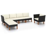 The Living Store Vrtna sedežna garnitura 7-delna poli ratan in evkaliptus črna - Vrtna Sedežna Garnitura, (21476645) | Shoptok.si